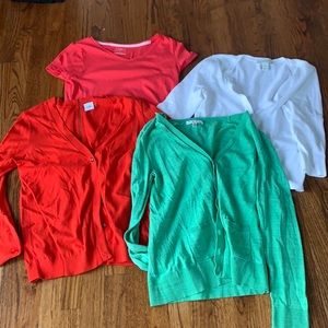 Spring time collection, one shirt and 3 sweaters